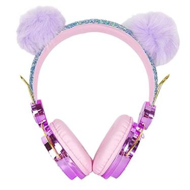 Imagem de Orelha de ouvido On-ear Cute Anime Glitter Bling Bear Ear Crianças de Ouvido Cor Headphone com Micro para
