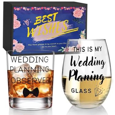 Imagem de ONEHAUS Conjunto de presentes de casamento para casais, vinho e uísque, presentes de casamento para noiva e noivo, presente para casamento e casais