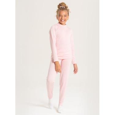 Imagem de Conjunto Inverno Menina Rosa Blusa e Calça em Tecido Térmico - Molekad