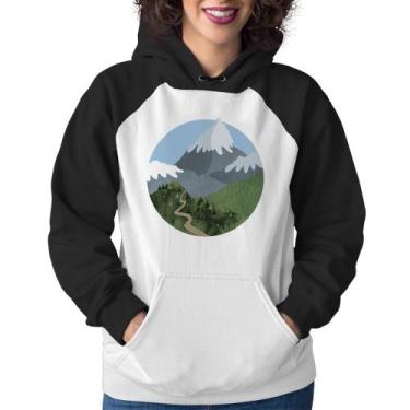 Imagem de Moletom Feminino Montanhas - Foca na Moda, Branco, Preto, GG