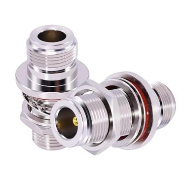 Imagem de CNARIO N Conectores de anteparo N fêmea para fêmea adaptador coaxial N conector coaxial para cabo coaxial RF (não para TV) 2 peças