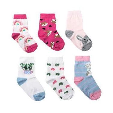 Imagem de Kit 3 pares de meias algodão infantil e juvenil  feminina 3087 - NOVA 