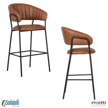 Imagem de Kit 2 Banquetas Mara Base Fixa Pu Marrom - Rivatti