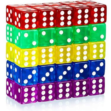 Imagem de [50 Pieces] 6-Sided Games Dice Set, Colored Dice with Black Velvet Pouches for Playing Games, Like Board Games, Dice Games, Math Games, Party Favors