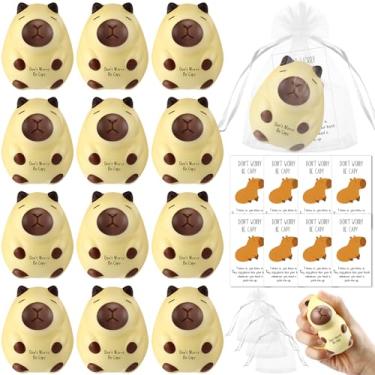Imagem de Hollowfly 20 Set Inspirational Capybara Stress Balls with Positive Motivational Cards Organza Bags Capybara Balls Funny Employee Appreciation Gifts Stress Relief Gifts for Coworkers Staff Adults