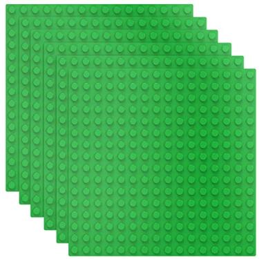 Imagem de 6 Pack Large Building Brick Baseboard in Green, 10 x 10 Inch Baseplates Compatible with DUPLO,MEGA, Baseplate for DIY Play Table or Wall