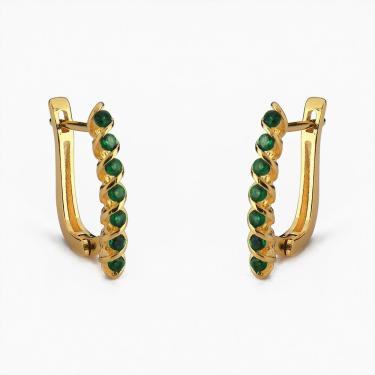 Imagem de Brinco Argola Retangulares Com Pedras Zircônia Banhado A Ouro 18k