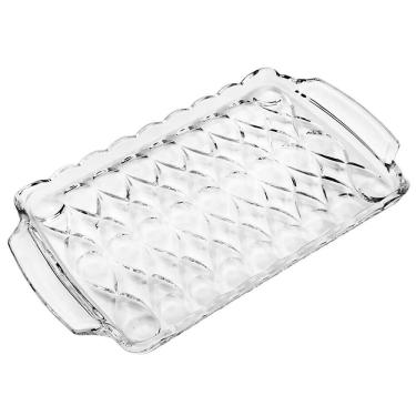 Imagem de Bandeja Retangular Wolff Mesa Com Alça Em Cristal 35 Cm Transparente