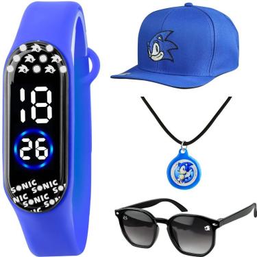 Imagem de Relogio Infantil Digital + Bone + Oculos Protecao Uv