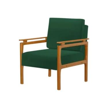 Imagem de Poltrona Decorativa Yasmin com Design Elegante e Pés em Madeira Maciça - Linho Verde