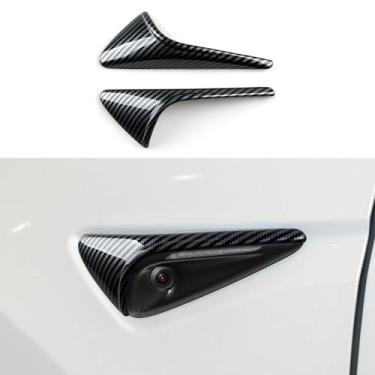 Imagem de Para Tesla Model 3 Highland 2024 2025 Model Y Juniper 2025 2026 Acessórios Exterior Carro Fender Trim Carbon Style ABS Decalque Adesivo - APENAS para HW4.0
