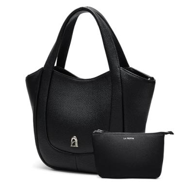 Imagem de LA FESTIN Bolsa de ombro feminina Hobo transversal com bolso bolsa clutch com alça adequada para mulheres, Preto