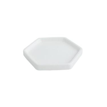 Imagem de Prato hexagonal requintado criativo de cerâmica simples nórdica vento doméstico - travessa branca de 12,7 cm