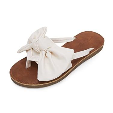 Imagem de FISACE Sandália feminina gladiadora de verão, sem cadarço, com tiras e tiras, Branco, 10