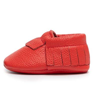 Imagem de BirdRock Baby Mocassins para meninas - Sapatos de couro com sola macia, Hibisco, 0-6 Meses