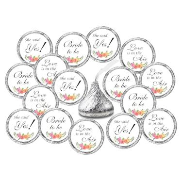 Imagem de 324 rosas florais chá de panela, despedida de solteira, adesivos de noiva para ser beijos, etiquetas de gotas de chocolate para decorações de festa de noivado, lembrancinhas para beijos. Feito nos EUA