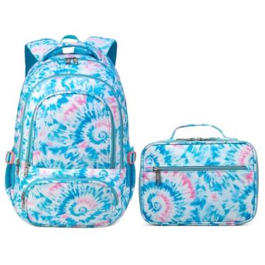 Imagem de Mochila BLUEFAIRY Girls com lancheira para crianças de 4 a 12 anos azu