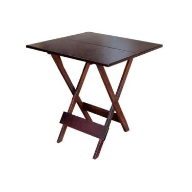 Imagem de Mesa Para Bar E Café Dobravel De Madeira 60x60 - Imbuia - Marrom - MEG