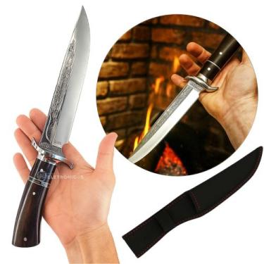 Imagem de Faca Full Tang em Aço Inox com Cabo de Madeira e Bainha de Nylon  TF28