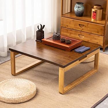 Imagem de Mesa de centro dobrável quadrada, mesa de chá de bambu, mesa baixa para sentar-se no chão, mesa de jantar, mesa de tatami, mesa de chão de alto (castanho 80 x 80 x 31 cm) (castanho 70 x 70 x 31 cm)