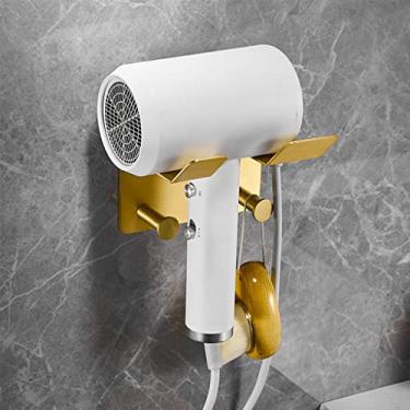 Imagem de Kit de acessórios de banho Suporte de toalheiro de ouro escovado de luxo leve, barra de toalheiro de banheiro dourada, conjunto de acessórios de banheiro de aço inoxidável sem perfuração, montado na