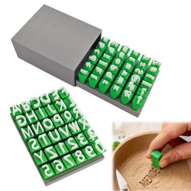 Imagem de Frstem Conjunto de 72 carimbos do alfabeto com letras maiúsculas minúsculas, números e símbolos para argila, cerâmica, polímero, bolachas, bolachas, fondant, artesanato, moldes de concreto e projetos