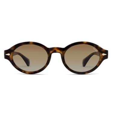 Imagem de SOJOS Óculos de sol retrô ovais polarizados para mulheres, homens, chiques, modernos, óculos de sol com proteção UV dos anos 90, Lente de classificação marrom com armação de tartaruga, 51-22-140