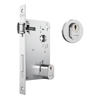 Imagem de Fechadura 1601 Rolete para Porta Pivotante Roseta Redonda Cromada 55mm