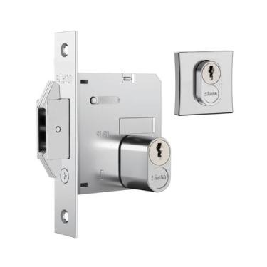 Imagem de Fechadura 1006 Porta de Bater/Correr Roseta Quadrada Cromada 45mm Stam