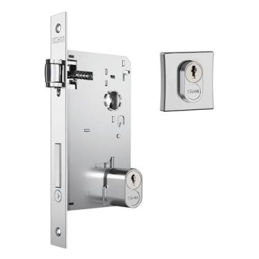 Imagem de Fechadura 1601 Rolete para Porta Pivotante Roseta Quadrada Cromada 55m