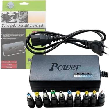 Imagem de Adaptador Carregador Universal De Notebook Fonte Universal 120W, chave seletora 12V a 24V, com 9 Plugs e Cabo de Força Bivolt