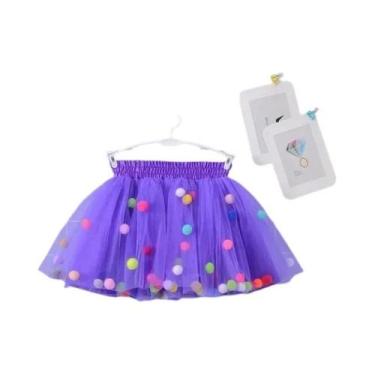Imagem de Saia Tutu Infantil de Tule com Pompom - Vestido de Princesa para Menin