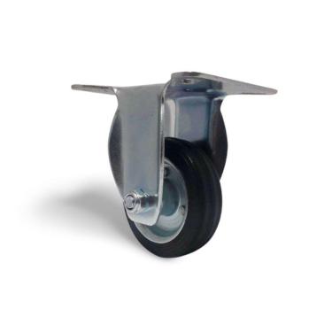 Imagem de 2 Rodizio Borracha 3 Pol. Placa Fixa Rolamento Rolete