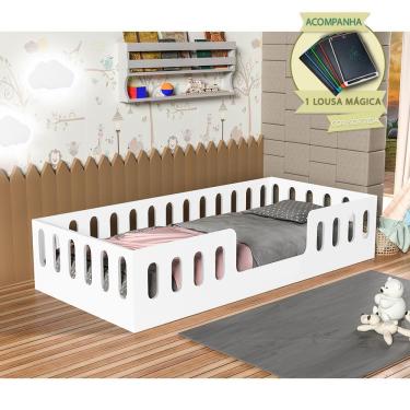 Imagem de Cama De Criança Helo Solteiro Com Nicho, Led E Lousa Mágica - Branca - Cor: Branco