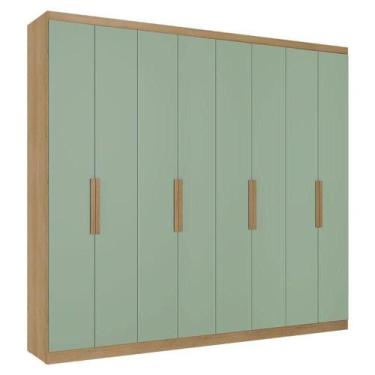 Imagem de Guarda Roupa Casal Milan 8 Portas Capuccino Menta Acetinado - Thb - TH