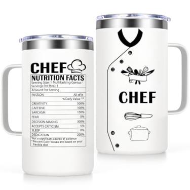 Imagem de Lifecapido Presentes de chef, ideias de presentes culinários 590 ml caneca de café isolada, presentes de Natal para chefes, amantes da cozinha, cozinheiros domésticos, estudantes de culinária, branco