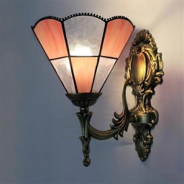 Imagem de Luminária de parede retrô americana LED de luxo europeia para sala de estar, quarto, escritório, casa de campo, hotel, restaurante, café, bar, corredor, com vidro colorido (Estilo 21)