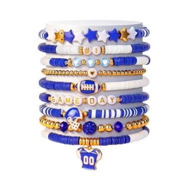 Imagem de Coshatch Dia de Jogo #1 Pulseira de Futebol com Pingente de Miçangas Elásticas Jérsei Pingente Jérsei Joias Esportivas para Mães Pais Treinadores Fãs Acessórios de Moda Verde, One Size, Argila de