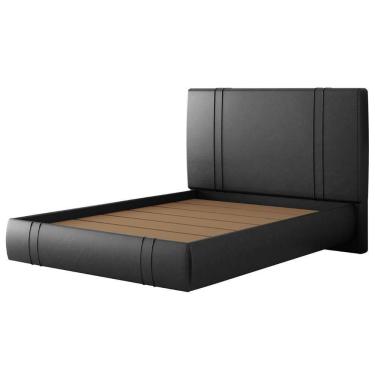 Imagem de Cama Casal Flutuante Com Cabeceira 140cm Lyra Sintético Preto S05 - Mpozenato