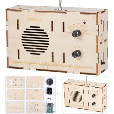 Imagem de ZHIWHIS Rádio de madeira DIY AM FM rádios portáteis, receptor operado por bateria para casa DIY-63