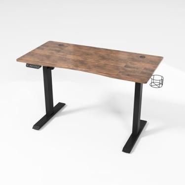 Imagem de Mesa de pé com altura ajustável, elétrica, 120 x 152 cm, mesa de computador com controle inteligente e memória de 4 posições