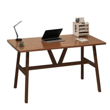 Imagem de Mesa de computador, mesa de trabalho moderna de meados do século, mesa de trabalho para escritório em casa, mesa de estudo, mesa de estudo pequena para quarto, mesa de trabalho, com pernas espessas de
