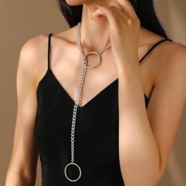 Imagem de Colar gargantilha ajustável com design de coração punk gótico Y-Lariat joia para mulheres ousado presente moderno amizade presentes para mulheres dia dos namorados, Medium, Latão, Sem Pedra Preciosa