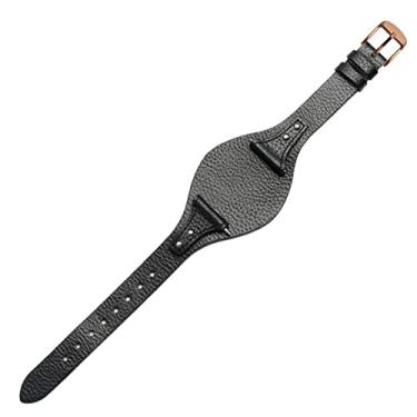 Imagem de ORKDFJ Pulseira de relógio de couro genuíno de liberação rápida para fóssil ES4114 ES4113 ES3625 ES3616 pulseira de relógio feminina 18 mm Pulseira moderna (Cor: Preto ouro rosa, Tamanho: 18 mm)