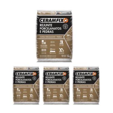 Imagem de Kit 4 Rejunte Porcelanato E Pedra Cinza Classico Ceramfix