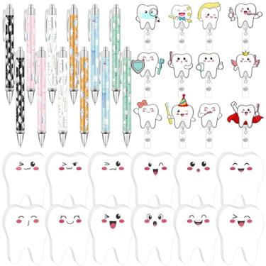 Imagem de 36 peças de presentes de agradecimento para higienista dental, presente de agradecimento a granel, inclui canetas esferográficas, porta-crachás, notas adesivas para dentista, escritório, colega de