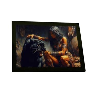 Imagem de Quadro Decorativo India E Pantera Negra Ilustração Decoração Poster Quarto Sala