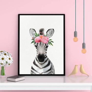 Imagem de Quadro Decorativo Zebrinha Coroa De Flores 45X34Cm