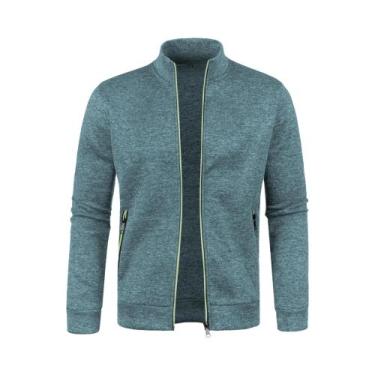 Imagem de Jaqueta Masculina De Inverno Com Zíper Longo, Bloco De Cores, Pelúcia,