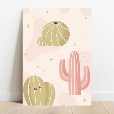 Imagem de Placa Decorativa Cactos Pink - TaColado., 30x40cm